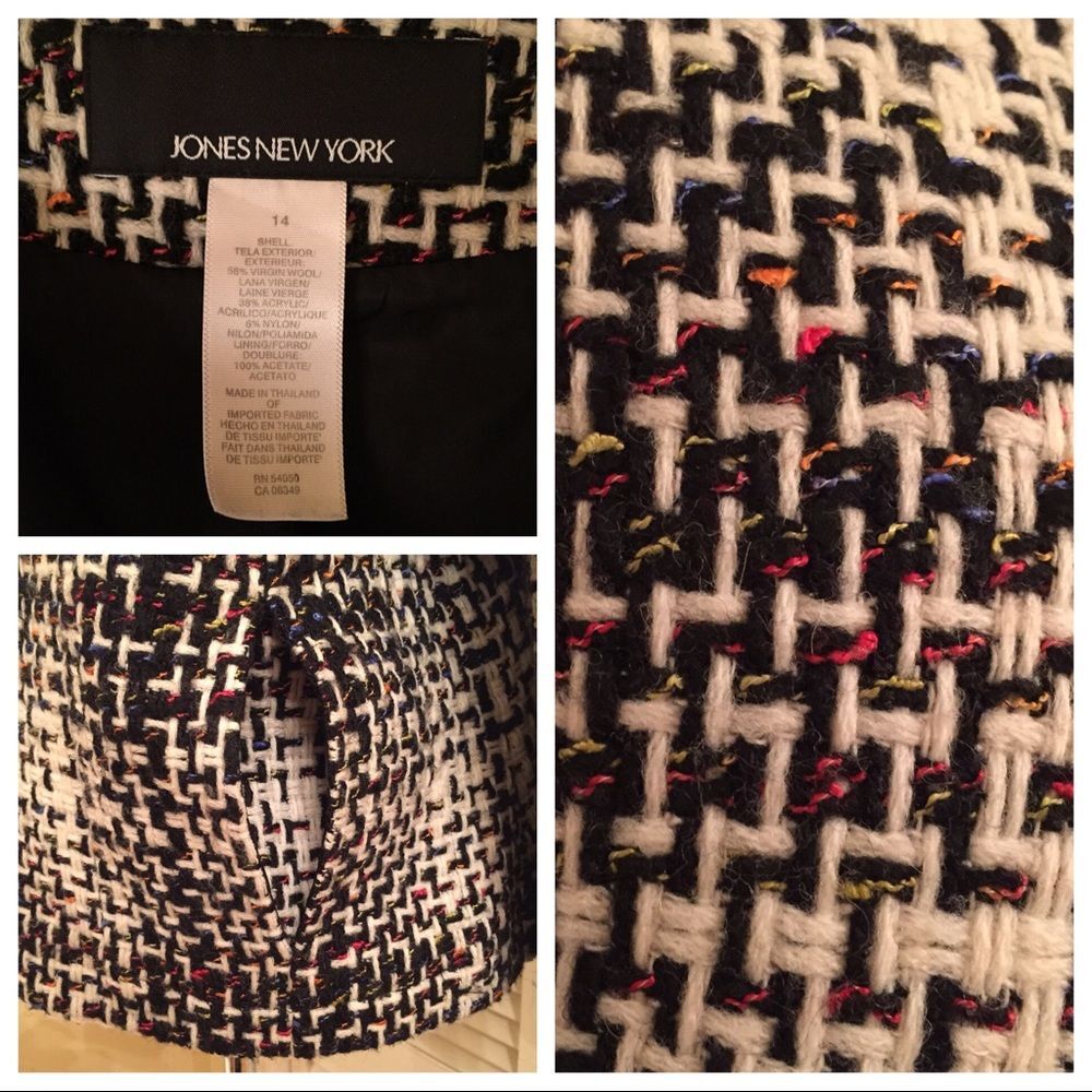 Jones New York Wool Blend Tweed Zip Jacket 14 - Picture 7 of 8
